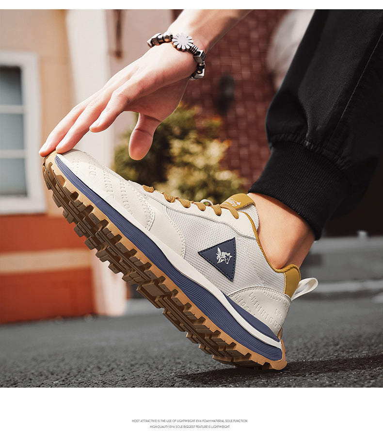 Summer Sports Shoes for Men, Casual Running Shoes, Breathable Mesh Shock-Absorbing Lightweight Soft-Soled British Style Men's Shoes, Moral Training Shoes