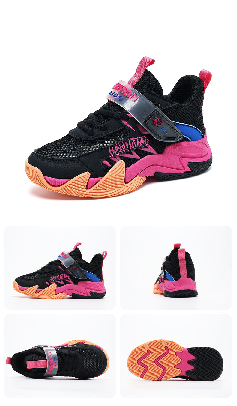 Summer New Children's Wear-Resistant Running Shoes, Mesh Breathable Casual Sports Shoes for Primary School Students, Trendy Lightweight Basketball Shoes