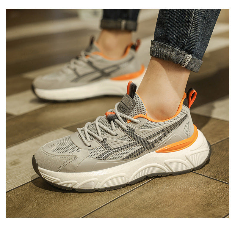 Men's New Spring Casual Comfortable Outdoor Versatile Soft-Soled Running Height-Increasing Sports Shoes for Students and Dads Trendy Shoes