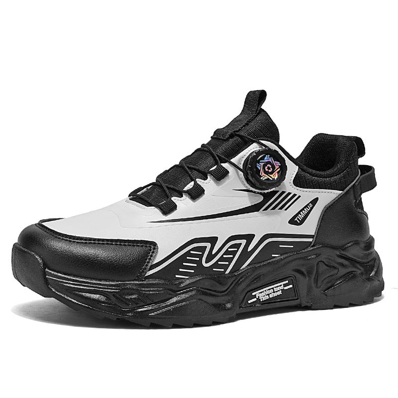 Men's Shoes Summer Breathable Lightweight Running Sports Trendy Shoes Non-slip Height-up Men's Slip-on Swivel Buckle Casual Shoes