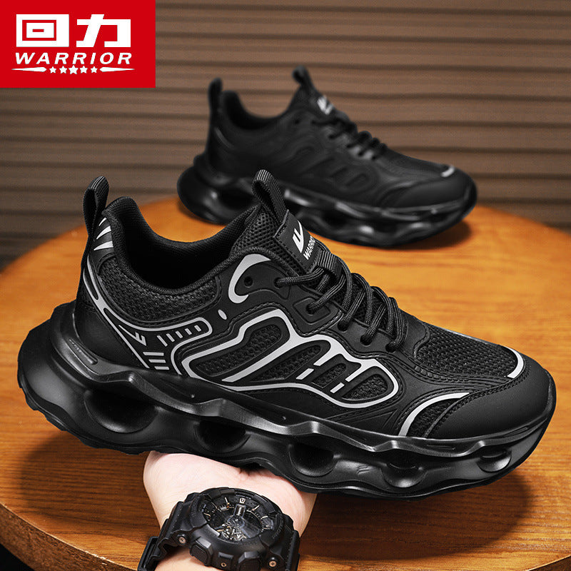 Warrior Men's Shoes 2026 New Model Breathable Hollow Soft Sole Shock Absorbing Lightweight Running Casual Sports Versatile Dad Sneakers