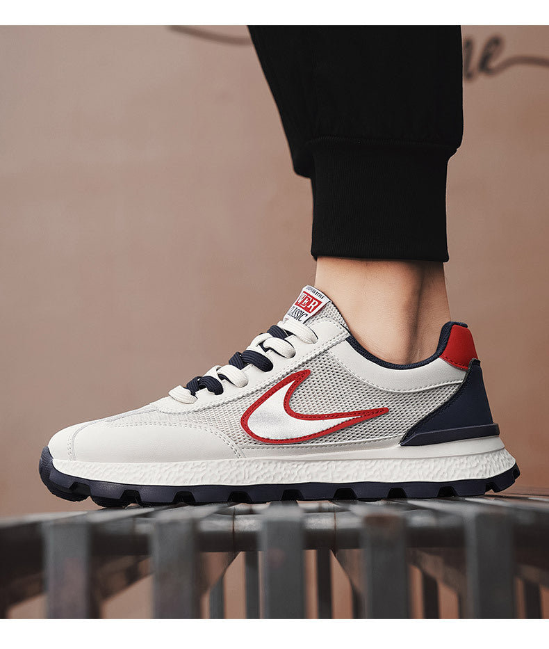 Men's Shoes, New Autumn Style, Breathable, Lightweight, Soft-Soled Running Shoes, Youth Fashion Casual Shoes, Single Mesh Color-Blocking Sports Trendy Shoes