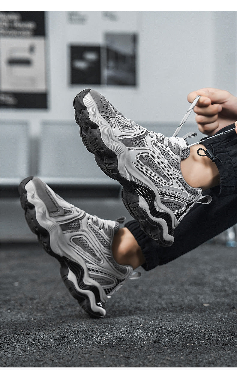 Autumn and Winter Height-Increasing Casual Running Shock-Absorbing Sports Shoes for Men, Youth Trendy Breathable Casual Mesh Dad Shoes