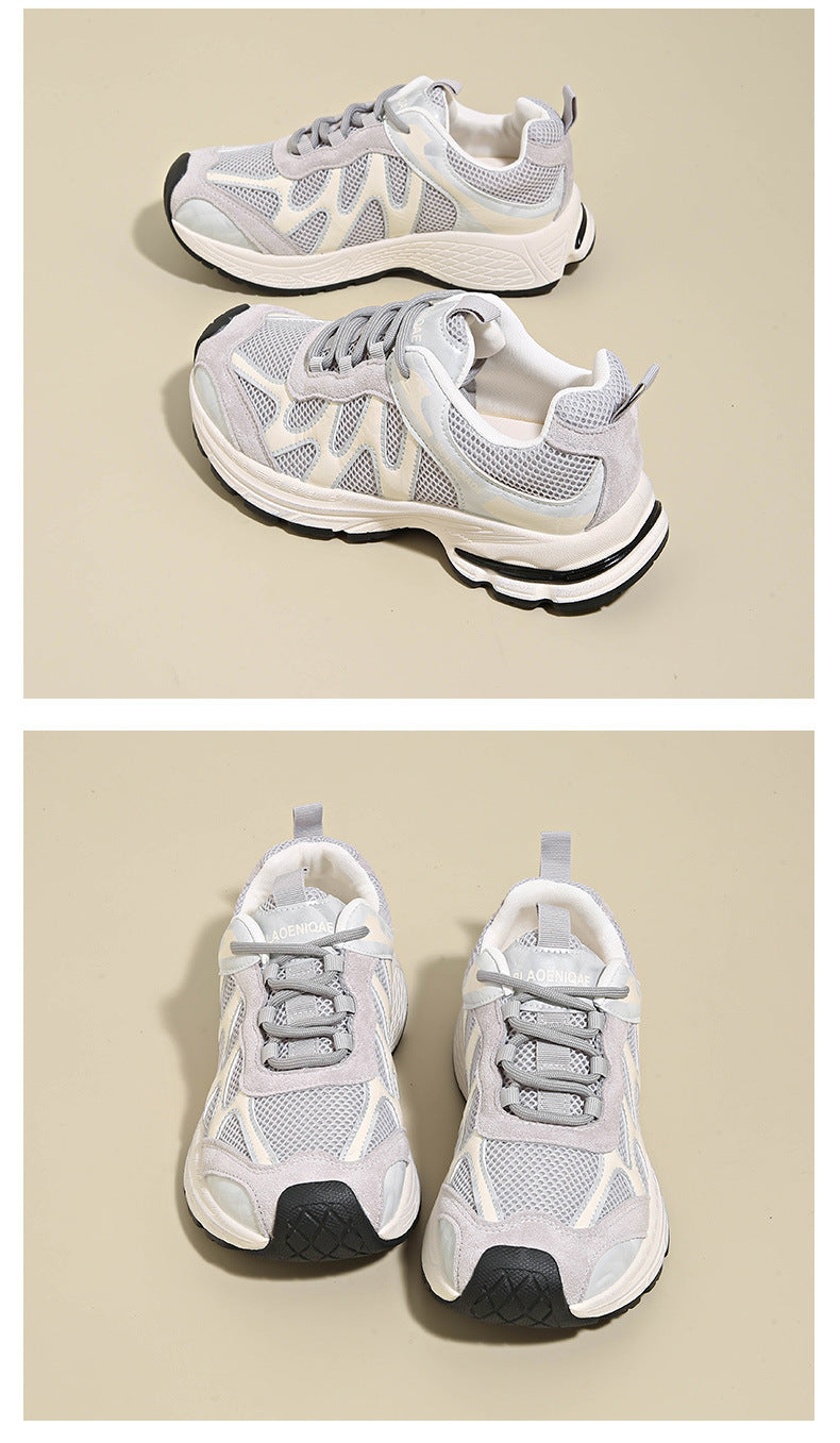 Dad Shoes for Women 2025 New Mesh Breathable Jogging Shoes Thick Sole Heightening Casual Sports Shoes