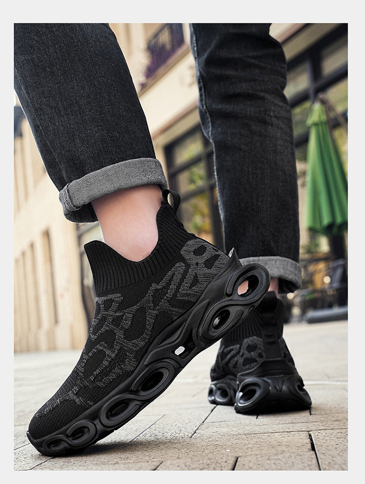 Men's Shoes Summer Breathable Flying Knitting Socks Men's Mesh Shoes Casual sneaker Blade Cross-border plus size Running Shoes Trendy