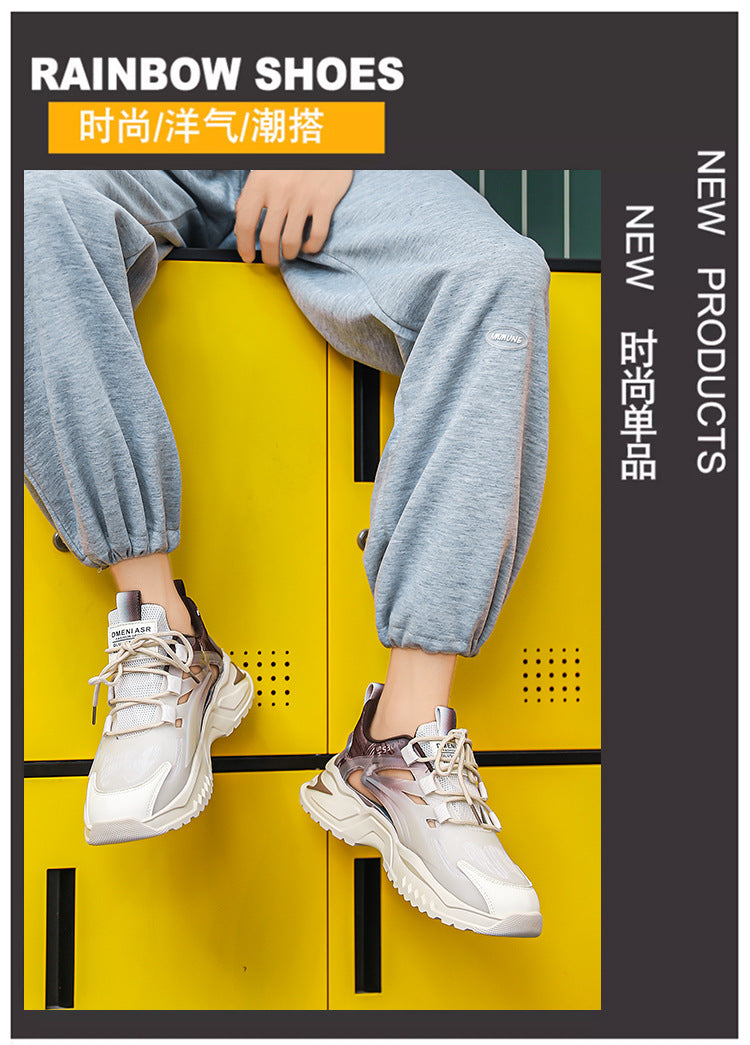 2025 New Summer Men's Sports Shoes for Students, Breathable Mesh Popular Mecha Hollow Frame Casual Sports Shoes