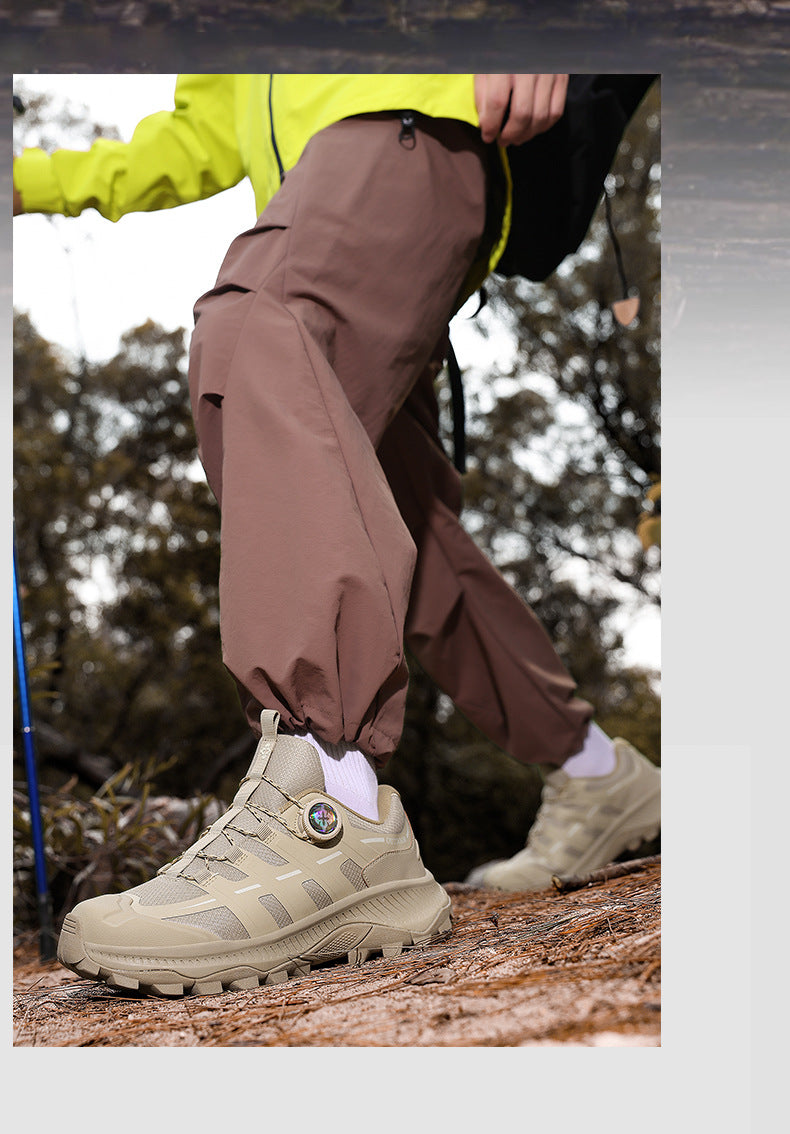 Rotating Buckle Anti-Slip Hiking Shoes for Men, Water-Repellent Cross-Country Running Shoes, Cushioning Outdoor Sports Shoes, Wear-Resistant Hiking Shoes
