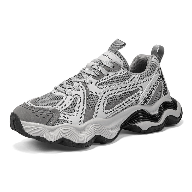 Autumn and Winter Height-Increasing Casual Running Shock-Absorbing Sports Shoes for Men, Youth Trendy Breathable Casual Mesh Dad Shoes