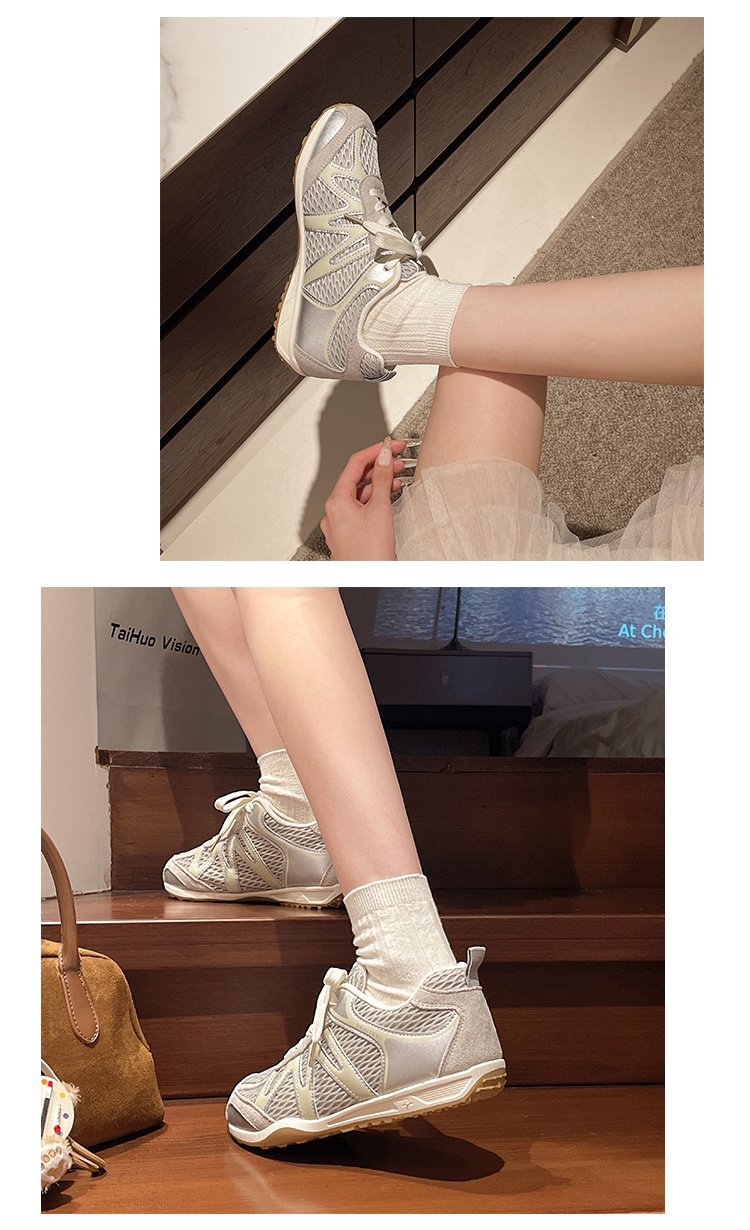 Summer Mesh Breathable Moral Training Shoes for Women 2025 New Versatile Mesh Forrest Gump Shoes Lace-Up Thick-Soled Casual Sports Shoes