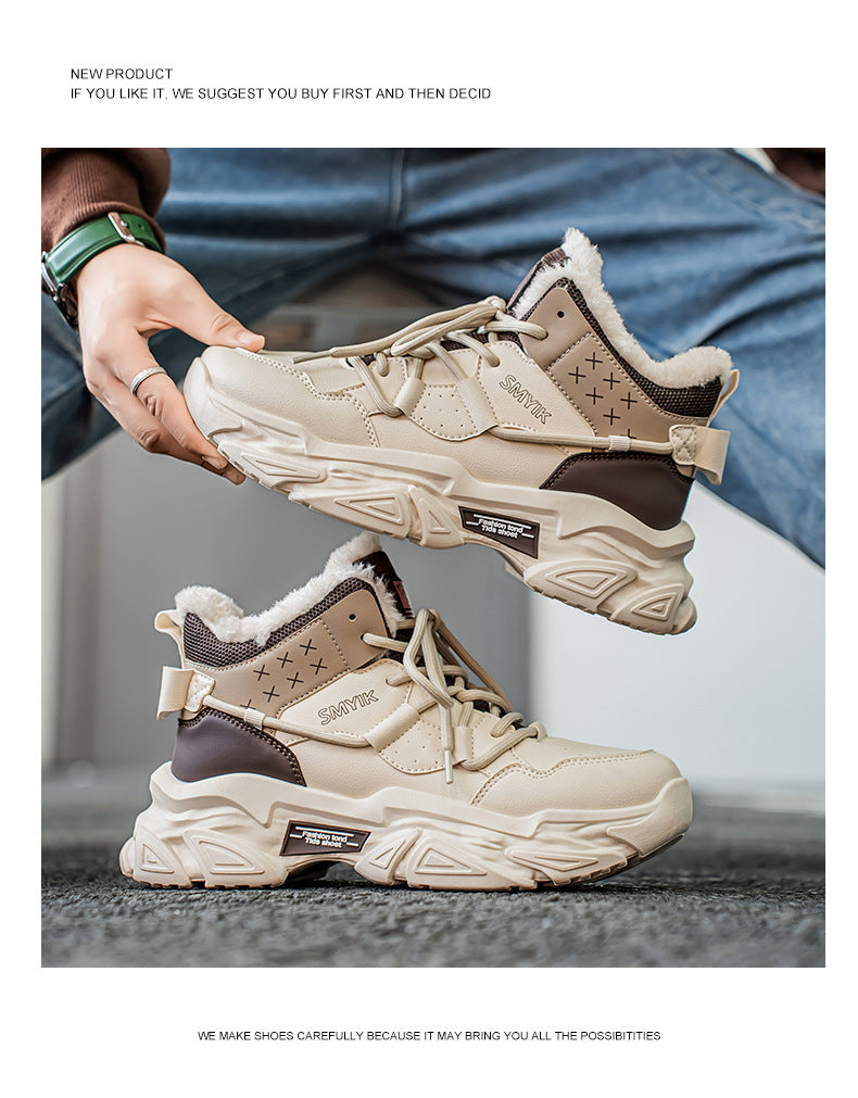 Men's Shoes New Fashion Brand fleece-lined Warm Running sneaker Increased High-end Sense Teenagers All-match Putian Torre Shoes