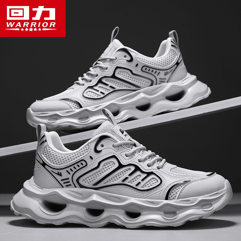 Warrior Men's Shoes 2026 New Model Breathable Hollow Soft Sole Shock Absorbing Lightweight Running Casual Sports Versatile Dad Sneakers