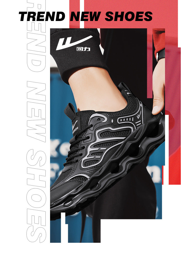 Warrior Men's Shoes 2026 New Model Breathable Hollow Soft Sole Shock Absorbing Lightweight Running Casual Sports Versatile Dad Sneakers