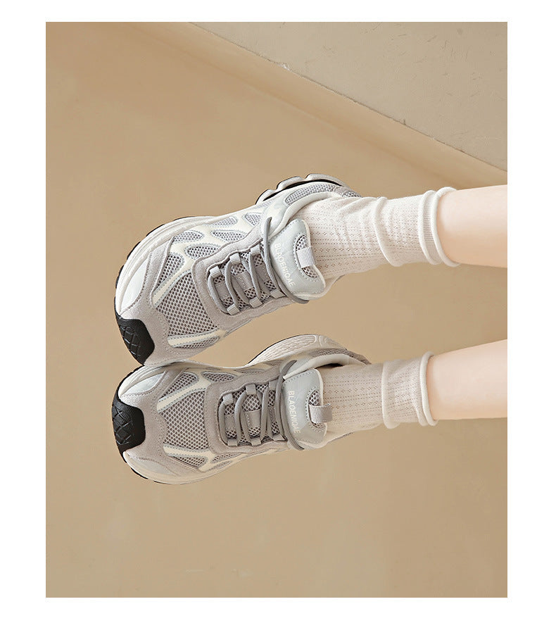 Dad Shoes for Women 2025 New Mesh Breathable Jogging Shoes Thick Sole Heightening Casual Sports Shoes