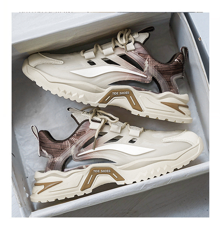 2025 New Summer Men's Sports Shoes for Students, Breathable Mesh Popular Mecha Hollow Frame Casual Sports Shoes