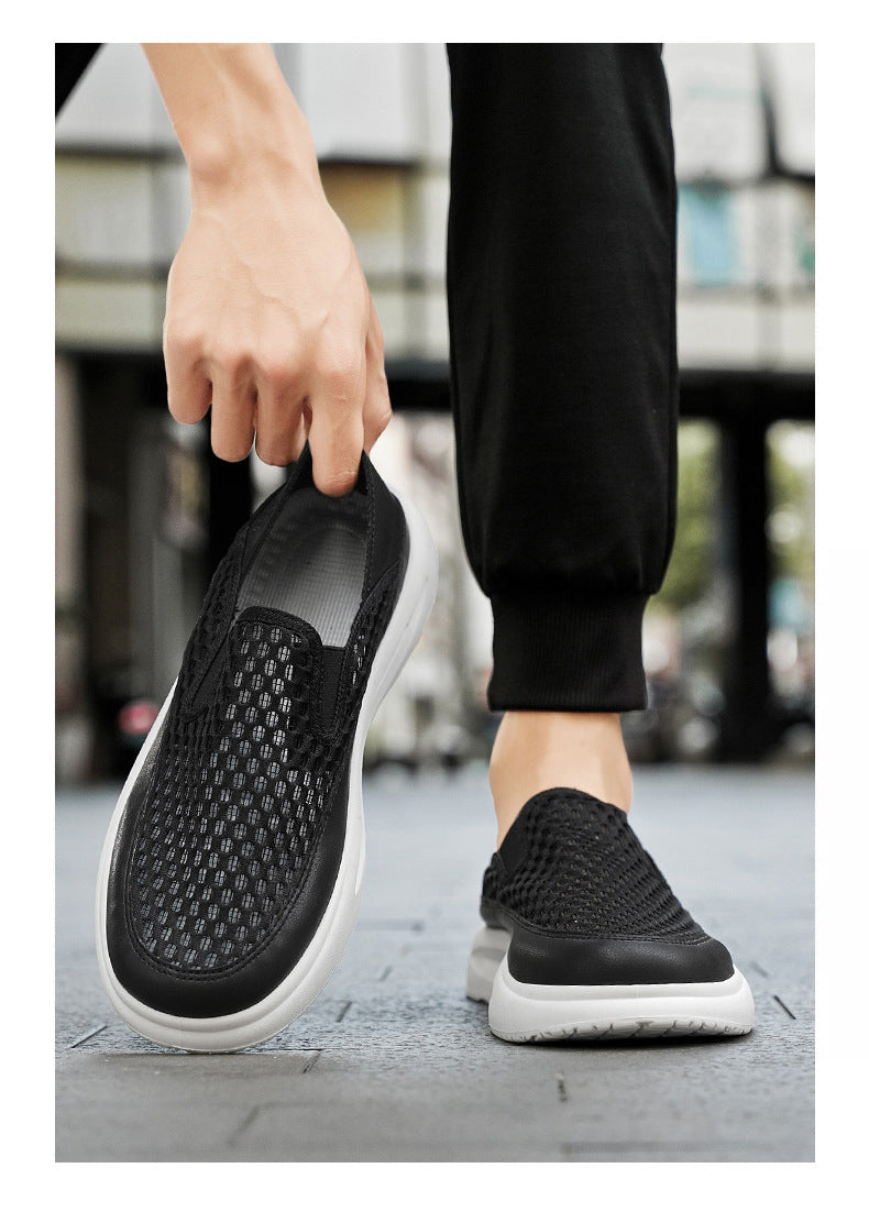 Quality Selection Men's Summer Sports Shoes 2025 Mesh Breathable Running Shoes One-Leg Outdoor Shock-Absorbing Running Shoes National Trend