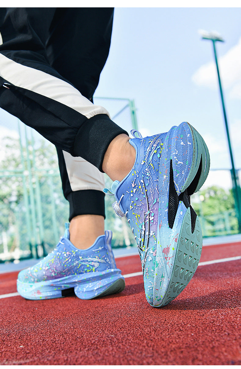 Men's and Women's Same Style Running Shoes Carbon Plate Running Shoes Luminous Camouflage Swivel Buckle Casual Shoes Long-Distance Running Exercise Professional Sports Shoes