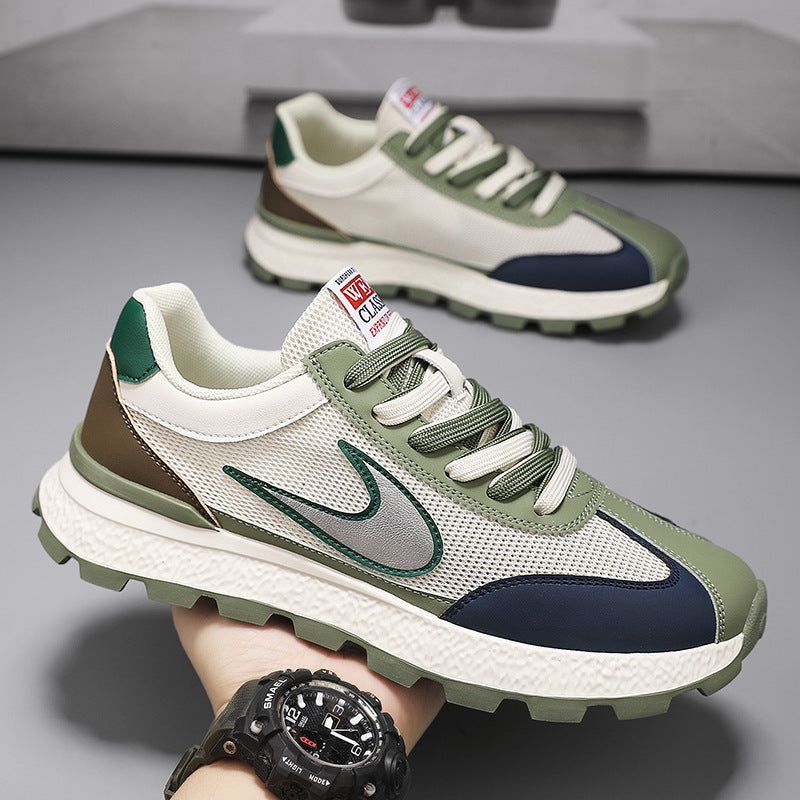 Men's Shoes, New Autumn Style, Breathable, Lightweight, Soft-Soled Running Shoes, Youth Fashion Casual Shoes, Single Mesh Color-Blocking Sports Trendy Shoes
