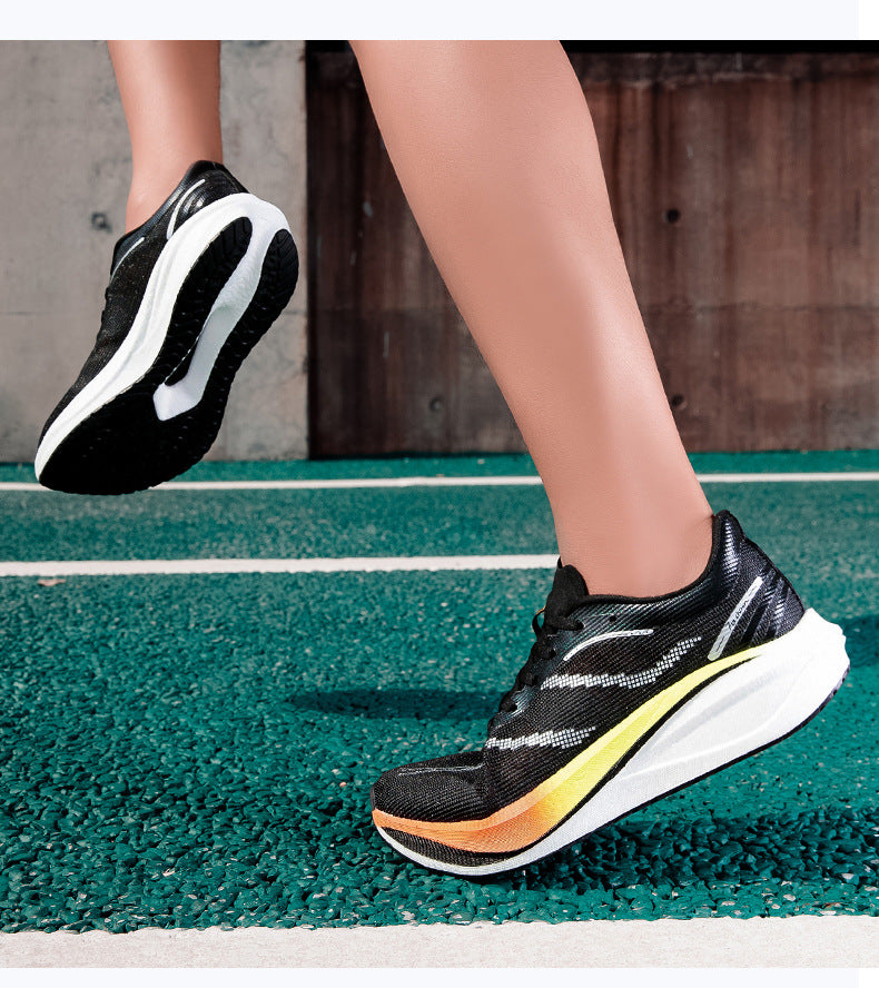 Summer Single Mesh Breathable Carbon Plate Running Shoes for Men, Body Test, High School Entrance Examination Racing Students, Professional Sports Shoes, Shock-Absorbing Running Shoes for Women