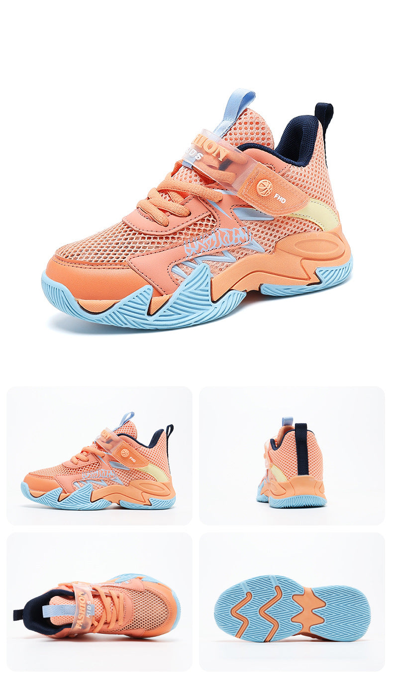 Summer New Children's Wear-Resistant Running Shoes, Mesh Breathable Casual Sports Shoes for Primary School Students, Trendy Lightweight Basketball Shoes