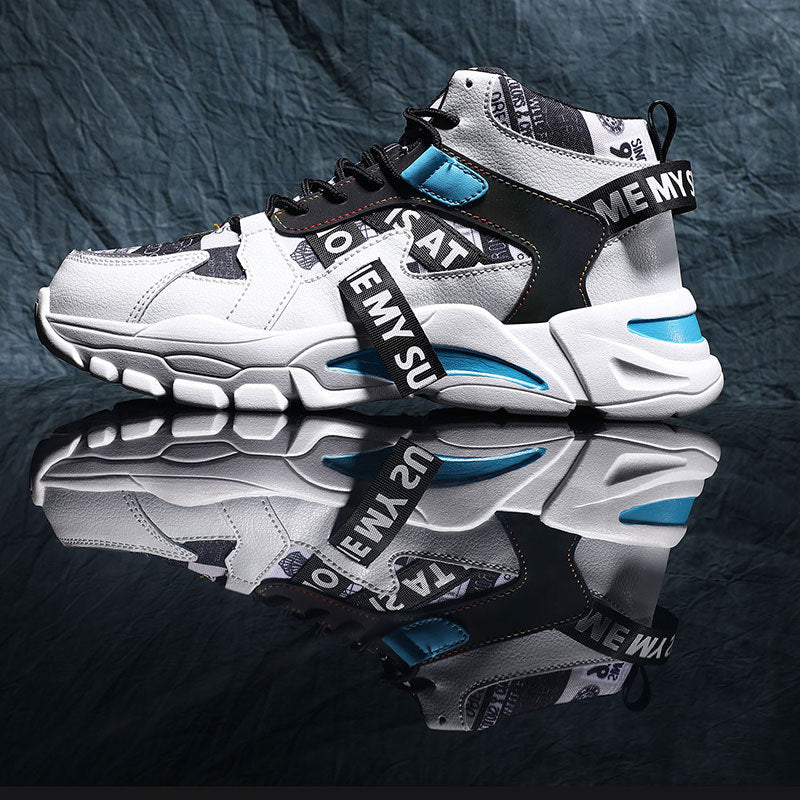 2024 New Fashionable Shoes Distinctive Autumn High-top Shoes Autumn and Winter Men's Shoes High-top Board Shoes Korean Fashionable Running Shoes for Students