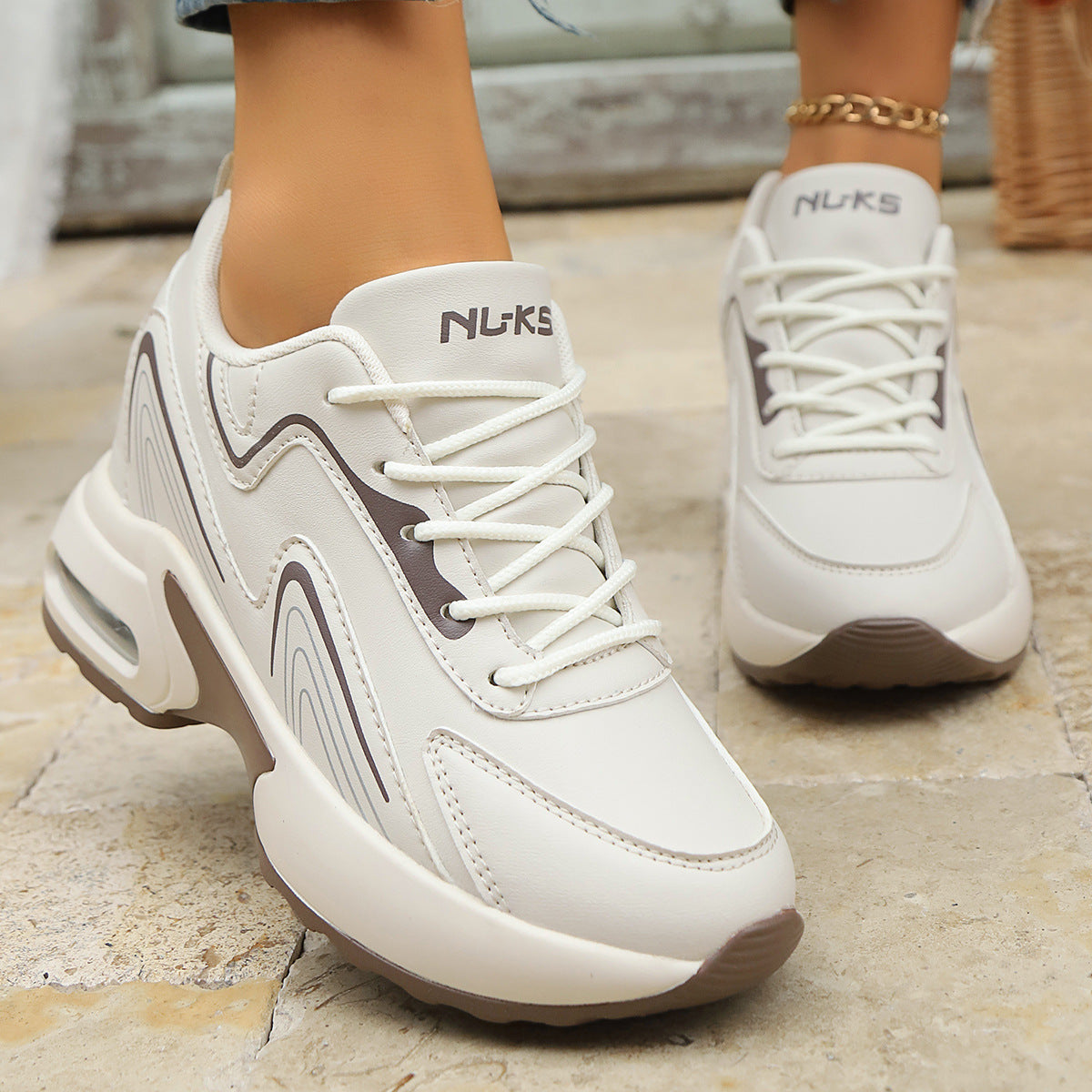 Summer Wear-Resistant Height-Increasing Dad Shoes Mesh Tendon Sole Running Shoes Breathable Non-Slip Sports Shoes