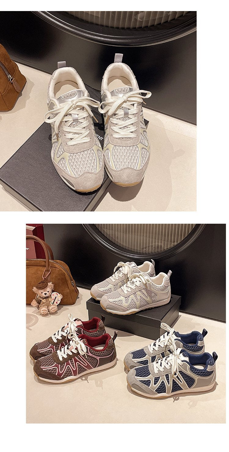 Summer Mesh Breathable Moral Training Shoes for Women 2025 New Versatile Mesh Forrest Gump Shoes Lace-Up Thick-Soled Casual Sports Shoes