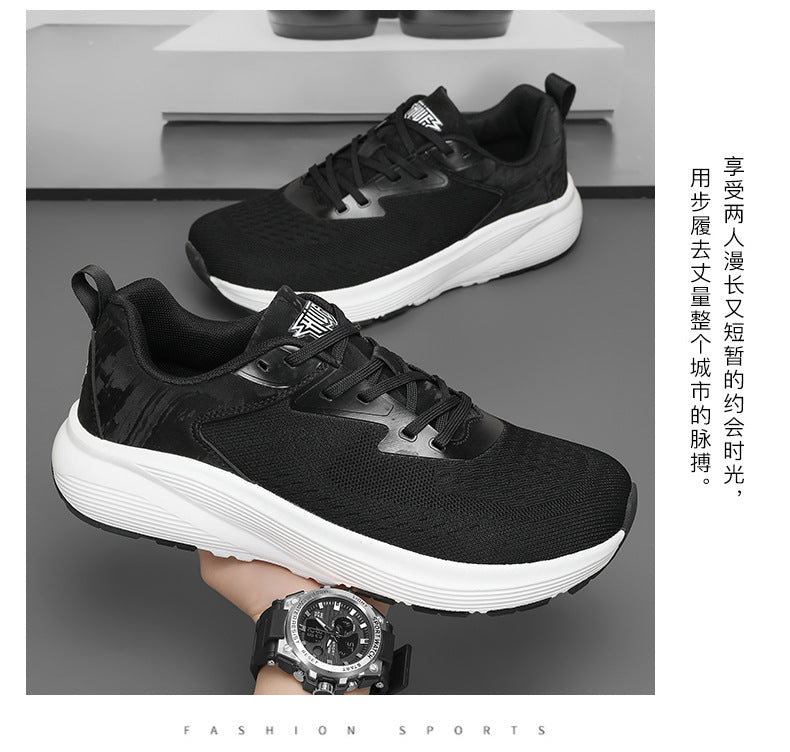 2025 New Couple Running Shoes Lightweight Shock-Absorbing Breathable Sports Shoes for Men and Women Youth Travel White Shoes Cross-Border