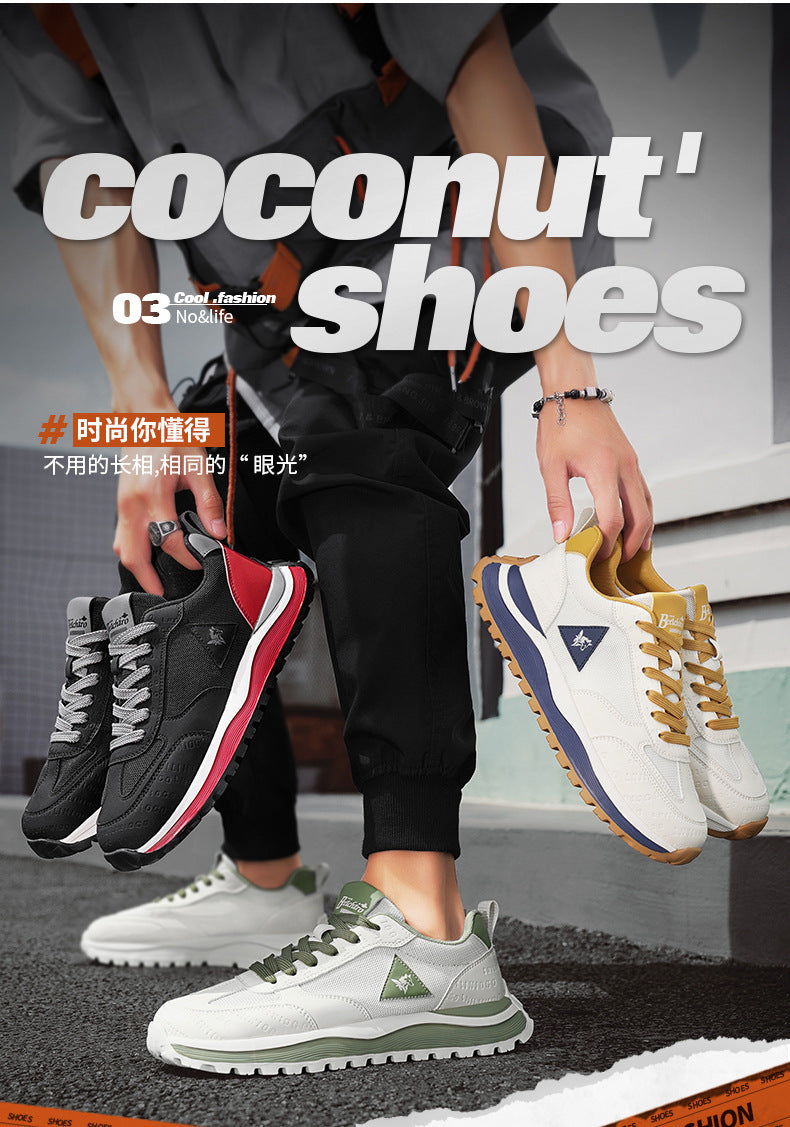 Summer Sports Shoes for Men, Casual Running Shoes, Breathable Mesh Shock-Absorbing Lightweight Soft-Soled British Style Men's Shoes, Moral Training Shoes