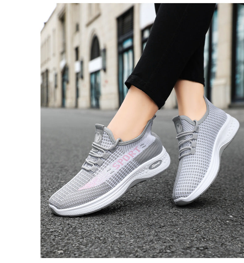 Sports Shoes for Women, Summer New Breathable Mesh Shoes, Fly-Knit Soft-Soled Running Shoes, Comfortable and Not Tiring for Feet, Casual Women's Shoes