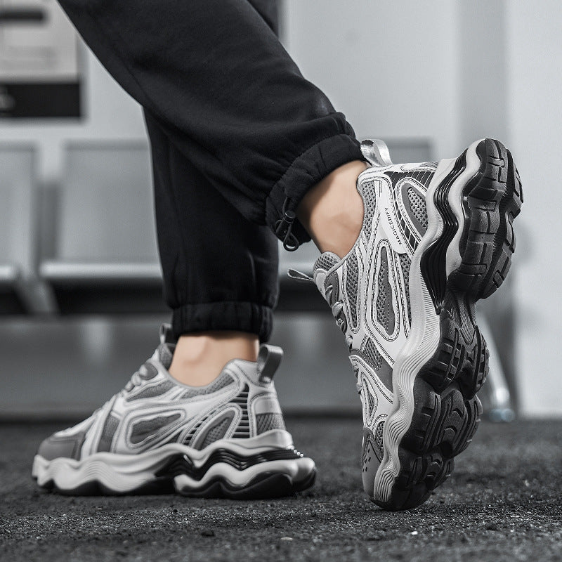 Autumn and Winter Height-Increasing Casual Running Shock-Absorbing Sports Shoes for Men, Youth Trendy Breathable Casual Mesh Dad Shoes