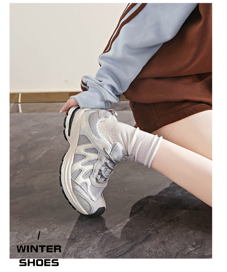 Dad Shoes for Women 2025 New Mesh Breathable Jogging Shoes Thick Sole Heightening Casual Sports Shoes