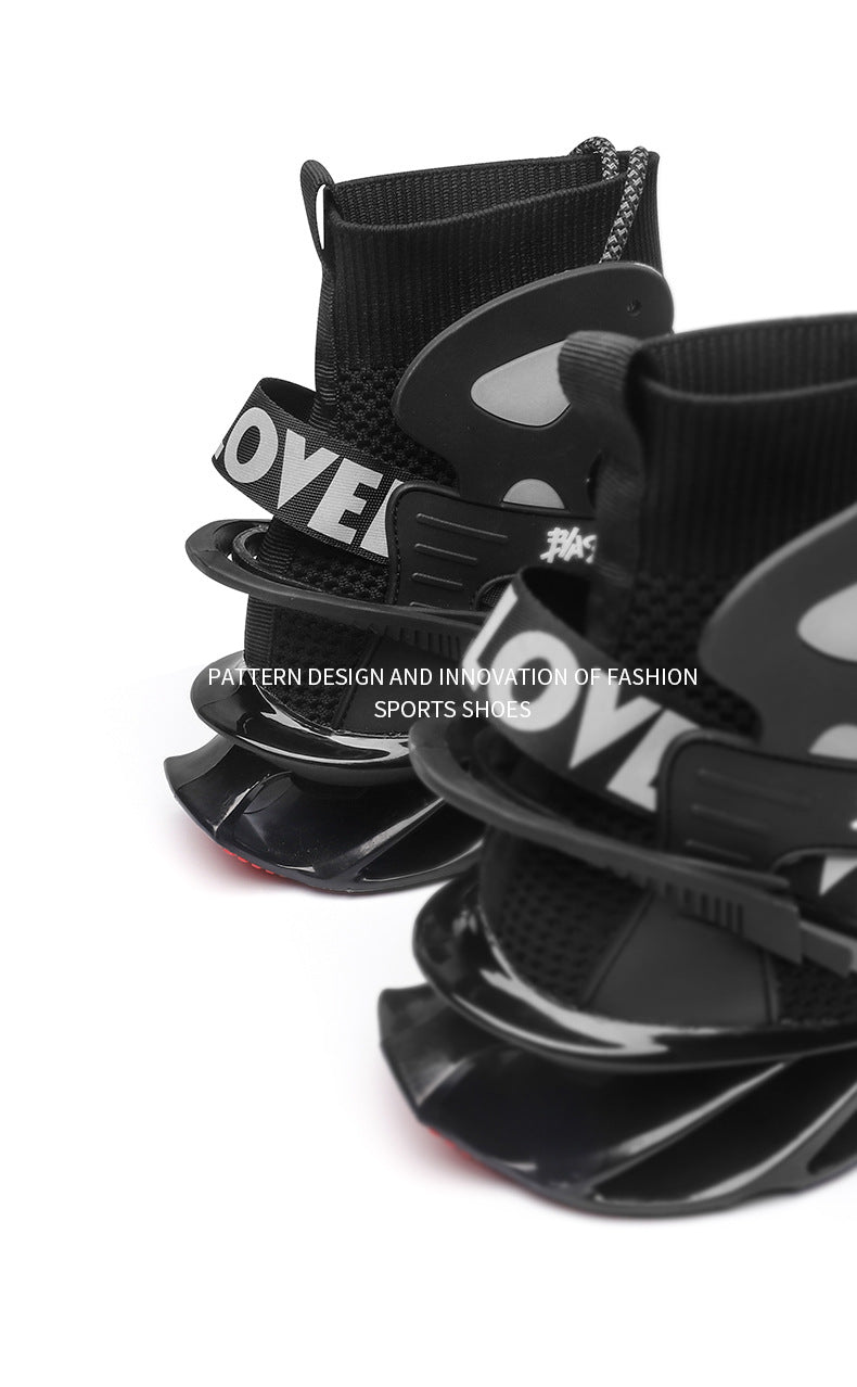 Cross-Border Large Size Men's Shoes, Trendy Height-Increasing Shoes, Men's Shock-Absorbing Running Shoes, Autumn Breathable Thick-Soled Soft-Soled Basketball Sports Running Shoes
