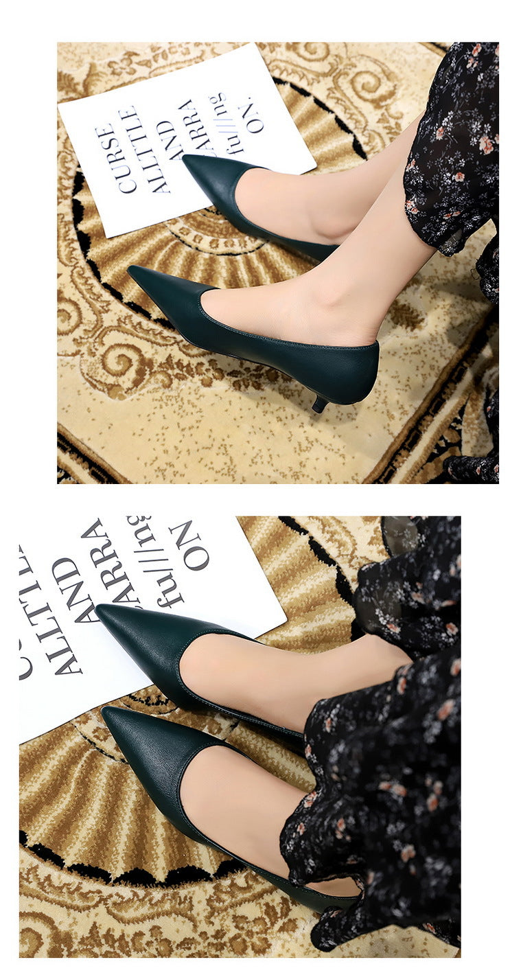 Fashion pointed toe mid heeled shoes 4 cm Stilettos Occupation OL Office shoes low-heel women shoes Kitten high heels Pumps Lady