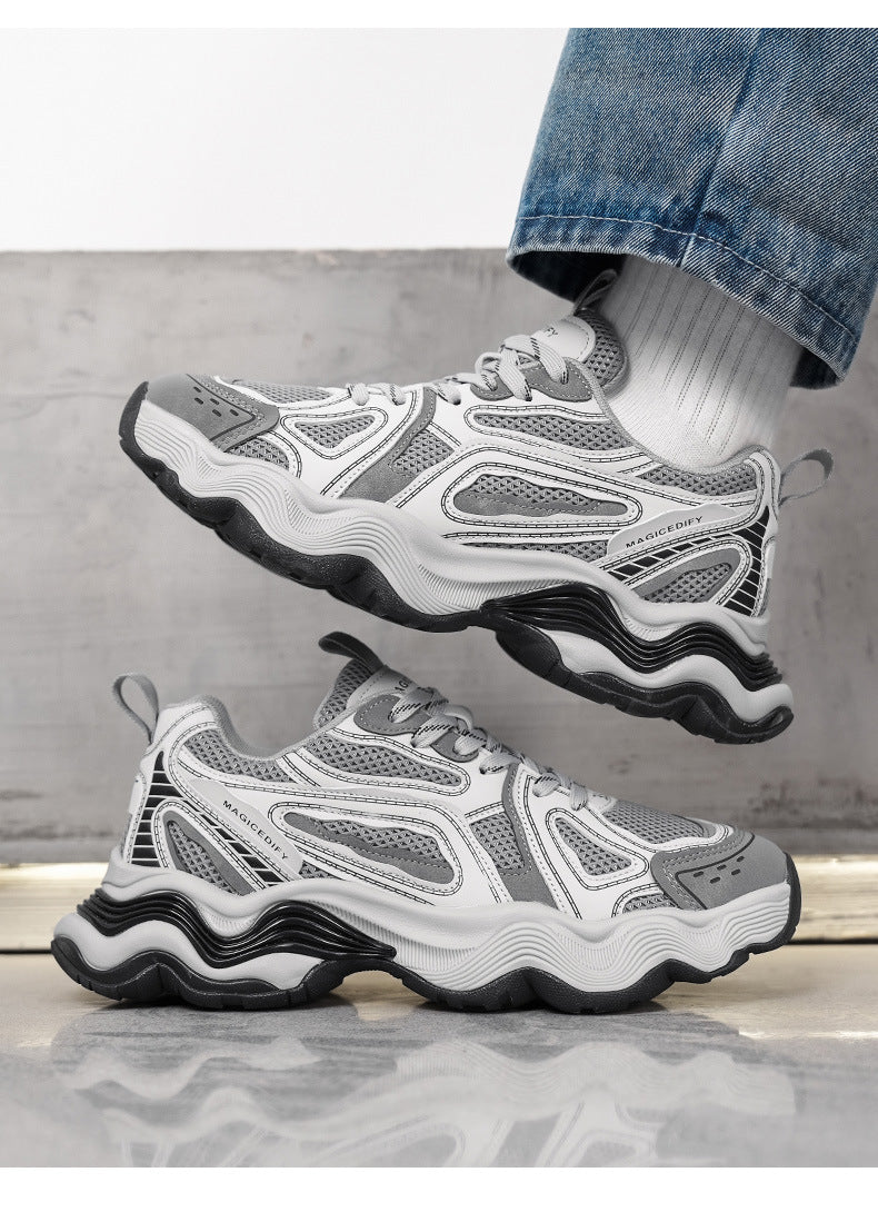 Autumn and Winter Height-Increasing Casual Running Shock-Absorbing Sports Shoes for Men, Youth Trendy Breathable Casual Mesh Dad Shoes