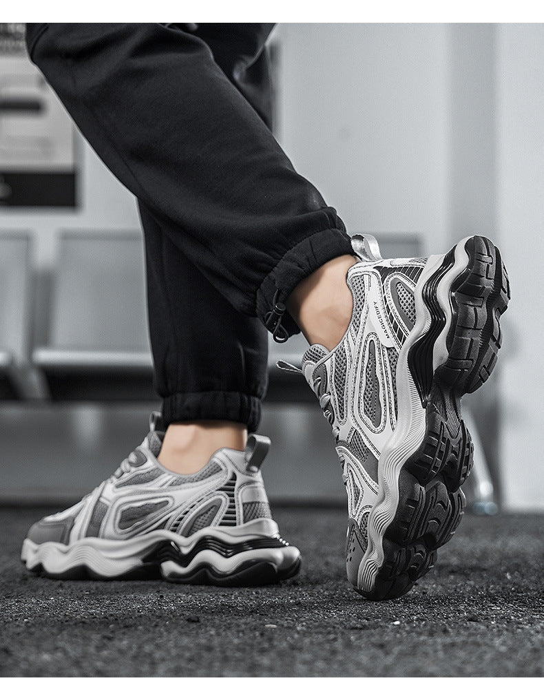 Autumn and Winter Height-Increasing Casual Running Shock-Absorbing Sports Shoes for Men, Youth Trendy Breathable Casual Mesh Dad Shoes
