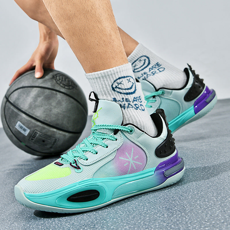 Basketball Shoes Men's New Breathable Non-slip Shock Absorption Wear-resistant Rebound Practical Training Shoes Sports Shoes for Young Students