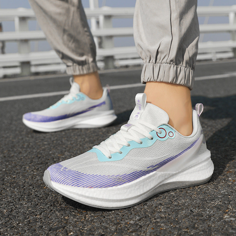 Running Shoes, Sports Shoes, Racing Shock-Absorbing Ultra-Light Running Shoes for Male Teenagers and Students, Carbon Plate Racing Breathable Fly-Woven Mesh