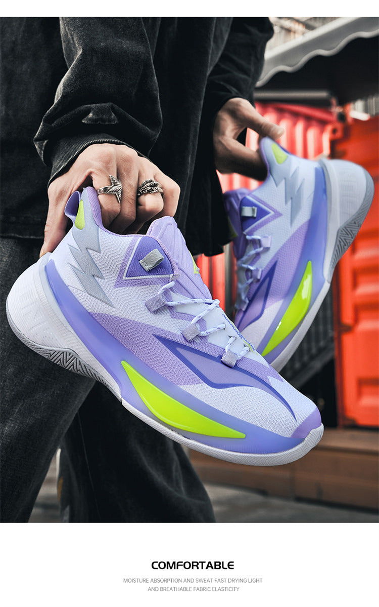 Basketball Shoes Men's and Women's Non-slip Wear-resistant Practical Training Shoes Mesh Breathable Running Sneakers for Teenagers and Students