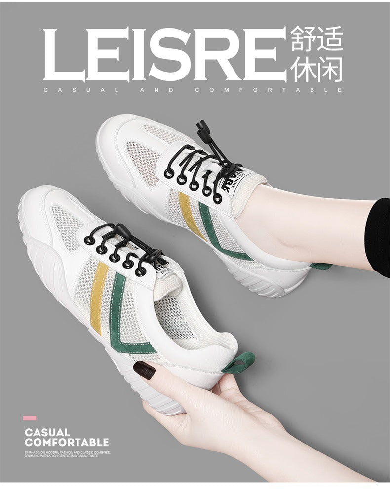 Shoes 2025 New Women's Sports Casual Shoes Ins All-match Summer Mesh Shoes Breathable Mesh Flat White Shoes Trendy