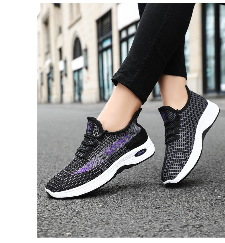 Sports Shoes for Women, Summer New Breathable Mesh Shoes, Fly-Knit Soft-Soled Running Shoes, Comfortable and Not Tiring for Feet, Casual Women's Shoes