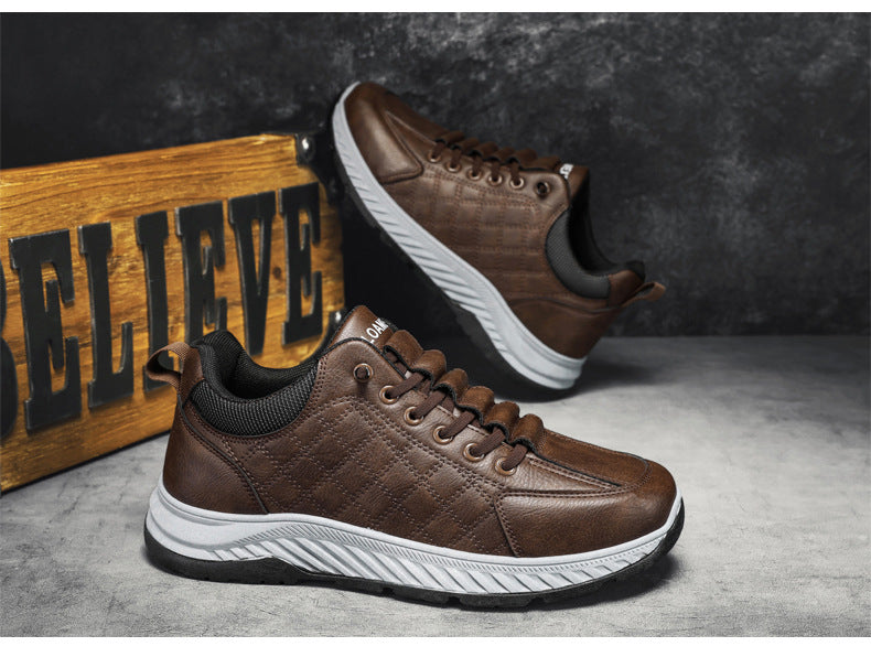 Casual Sports Leather Shoes Men's 2025 New Soft Sole Non-Slip Wear-Resistant Lightweight Fashionable Breathable Forrest Gump Shoes sneaker