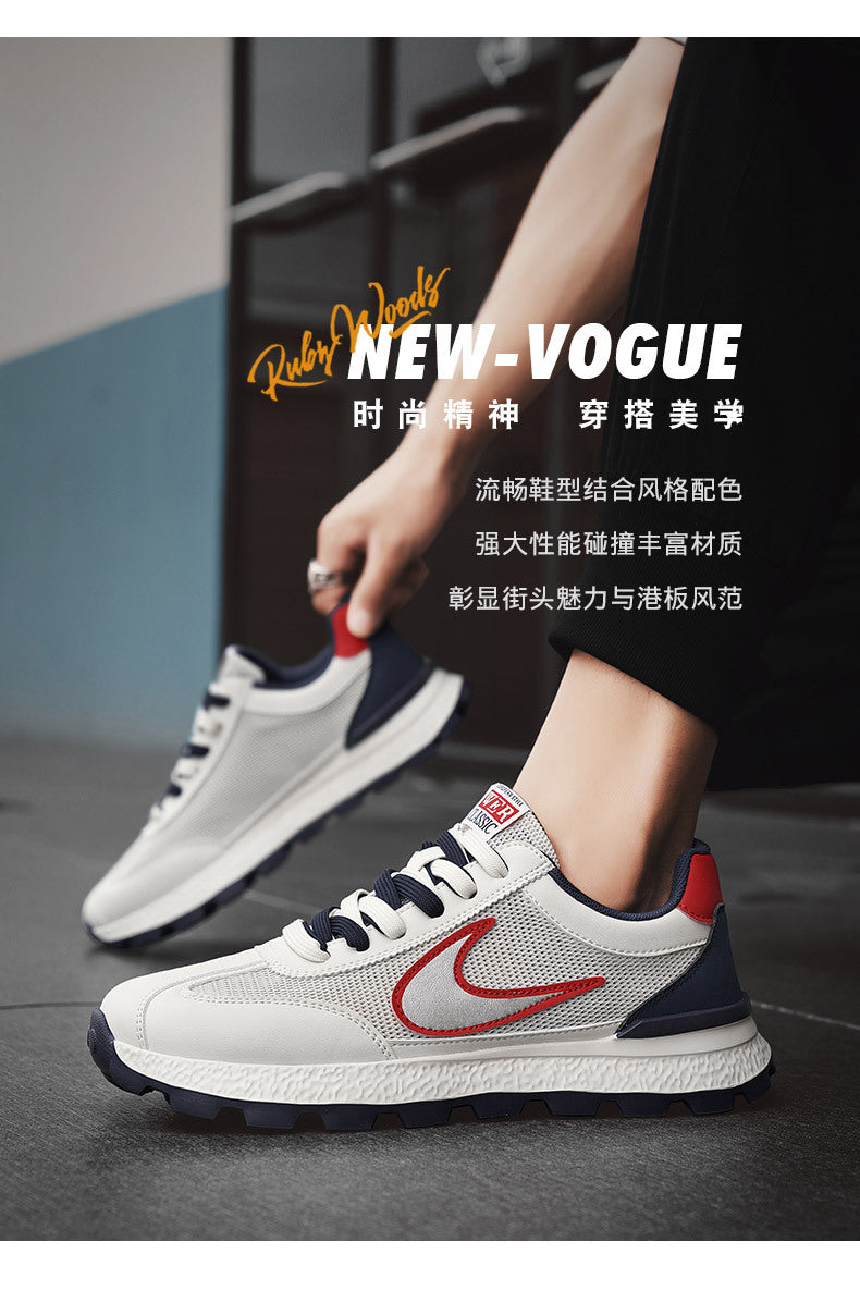 Men's Shoes, New Autumn Style, Breathable, Lightweight, Soft-Soled Running Shoes, Youth Fashion Casual Shoes, Single Mesh Color-Blocking Sports Trendy Shoes