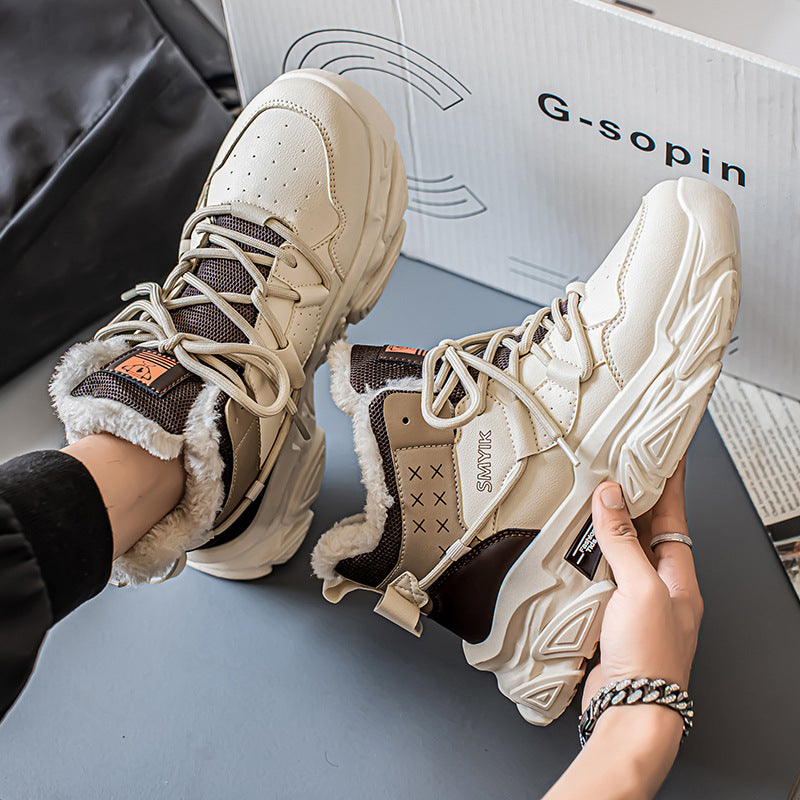 Men's Shoes New Fashion Brand fleece-lined Warm Running sneaker Increased High-end Sense Teenagers All-match Putian Torre Shoes