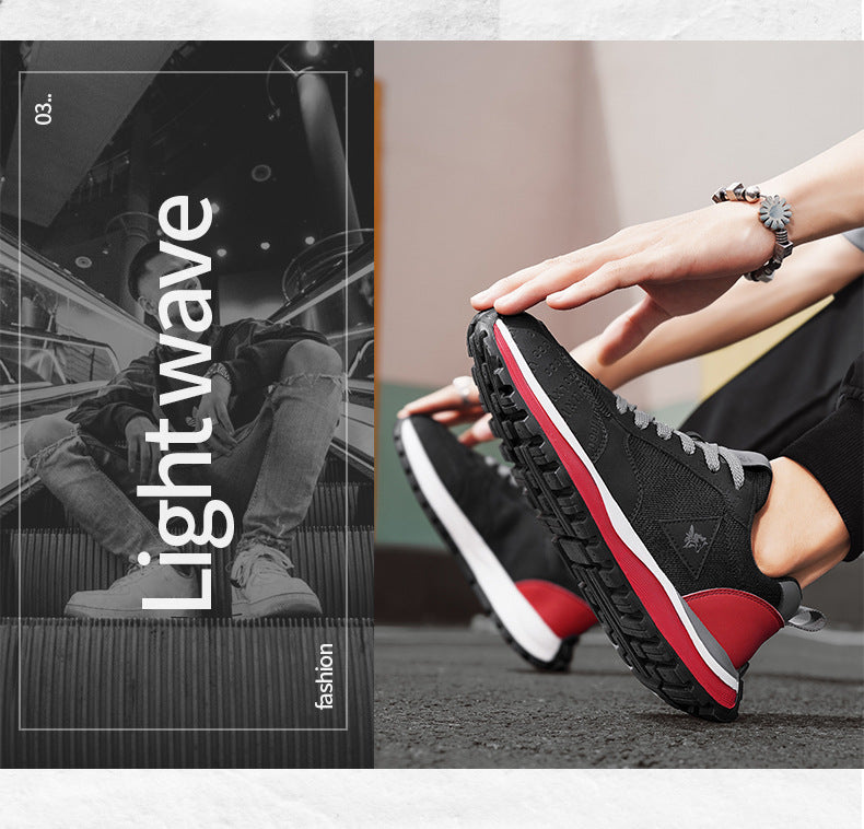 Summer Sports Shoes for Men, Casual Running Shoes, Breathable Mesh Shock-Absorbing Lightweight Soft-Soled British Style Men's Shoes, Moral Training Shoes