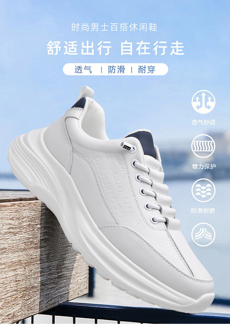 Sports Shoes for Men 2026 New Trendy Genuine Leather Lightweight Soft-Soled Casual Shoes for Students Running Outdoor High-End Men's Shoes