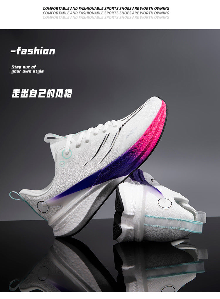 Running Shoes, Sports Shoes, Racing Shock-Absorbing Ultra-Light Running Shoes for Male Teenagers and Students, Carbon Plate Racing Breathable Fly-Woven Mesh