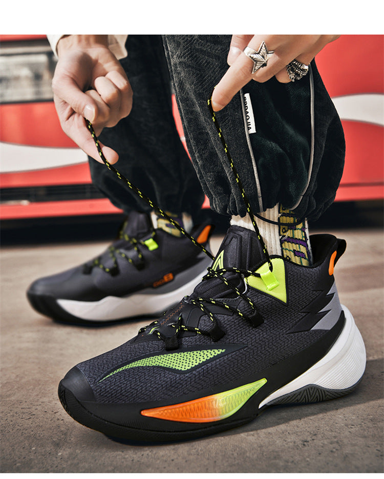 Basketball Shoes Men's and Women's Non-slip Wear-resistant Practical Training Shoes Mesh Breathable Running Sneakers for Teenagers and Students