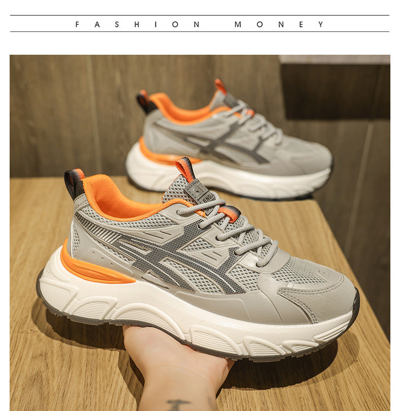 Men's New Spring Casual Comfortable Outdoor Versatile Soft-Soled Running Height-Increasing Sports Shoes for Students and Dads Trendy Shoes