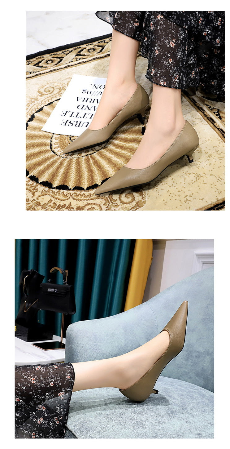 Fashion pointed toe mid heeled shoes 4 cm Stilettos Occupation OL Office shoes low-heel women shoes Kitten high heels Pumps Lady