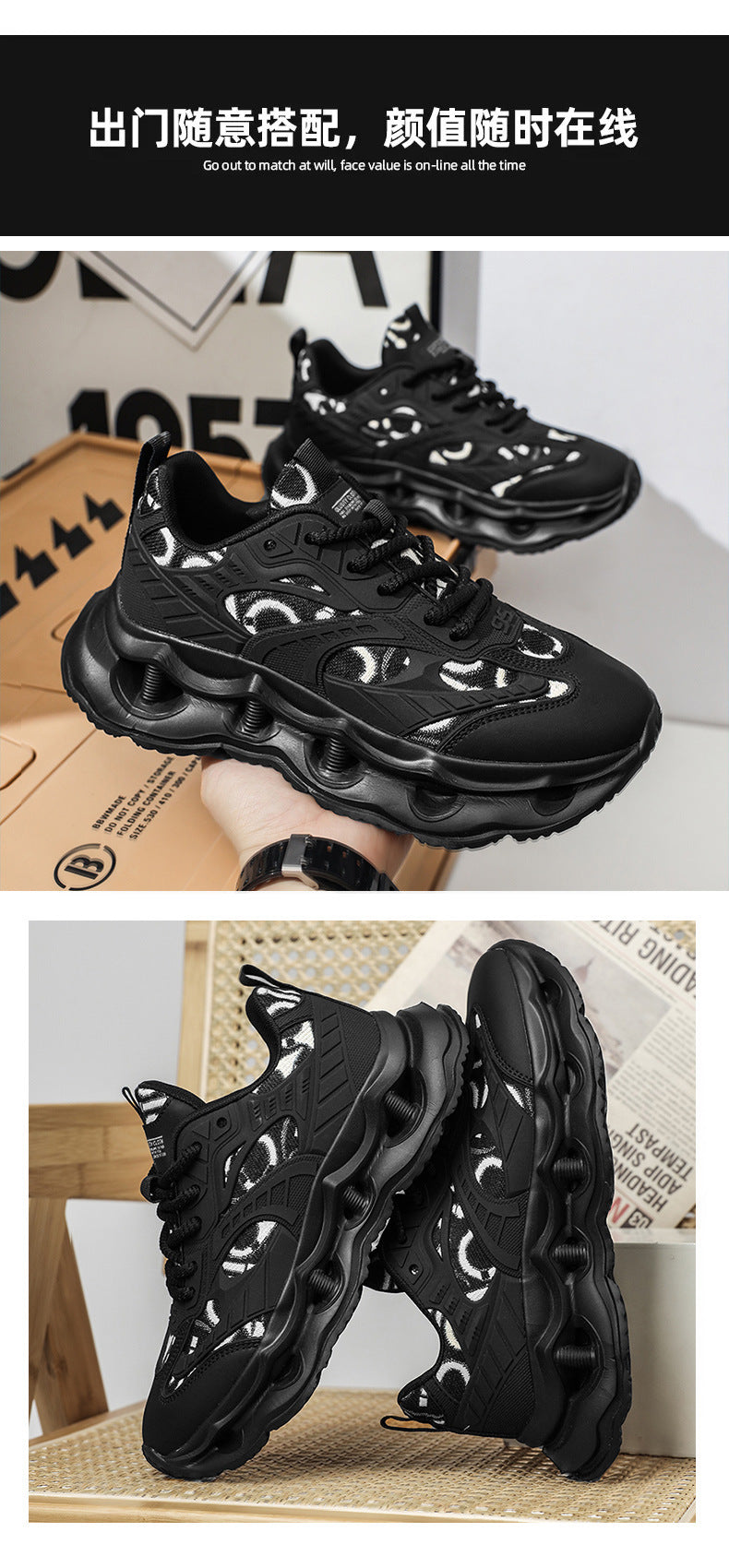 Men's Shoes 2026 New Spring Breathable Trendy Sports Casual Running Shoes for Teenagers Shock-Absorbing Height-Increasing Dad Sneakers